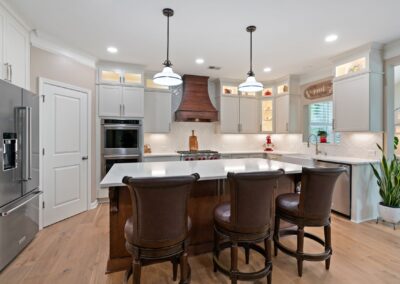 stacked wall cabinets with glass fronts